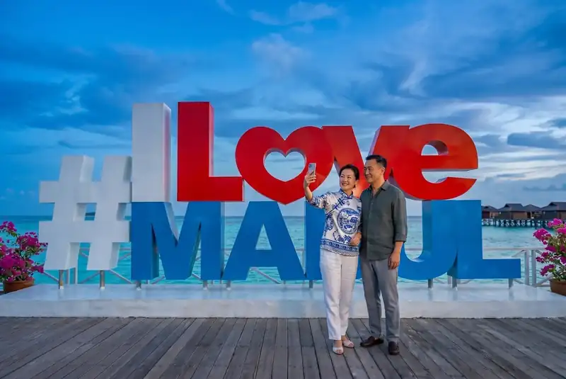 Famous I Love Mabul photo spot at Mabul Island Anyu Pool Villa Resort