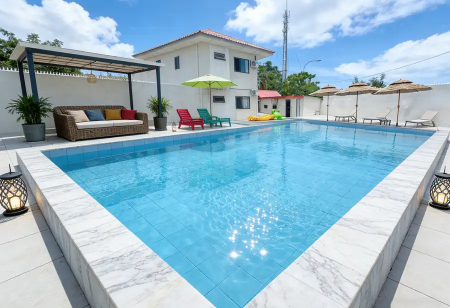 Crystal clear water in the resort swimming pool Anyu Pool Villa Resort